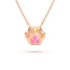 Collier Patte de Chat petit modèle en or rose 18 carats et pierres précieuses au choix