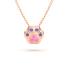 Collier Patte de Chat petit modèle en or rose 18 carats et pierres précieuses au choix