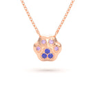 Collier Patte de Chat petit modèle en or rose 18 carats et pierres précieuses au choix