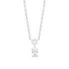 Collier pendentif cercle pavé et zircon ovale en argent 925, vue de face
