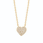 Collier pendentif cœur pavé de zircons en plaqué or