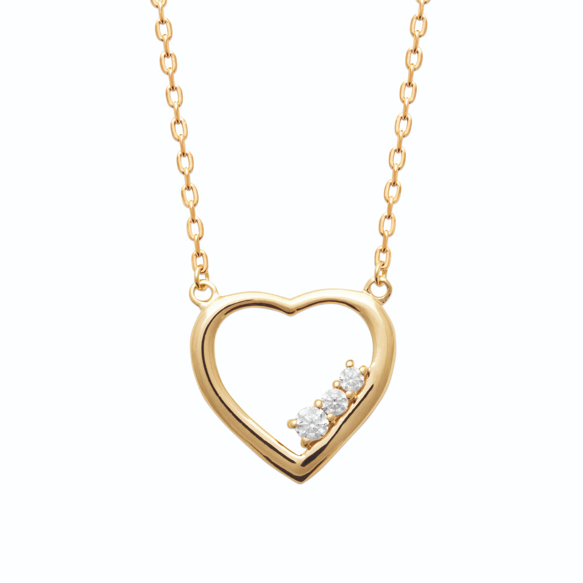 Collier pendentif cœur zircons en plaqué or