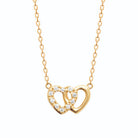 Collier pendentif deux cœurs entrelacés zircons en plaqué or