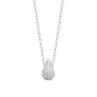 Collier pendentif goutte bombée pavée de zircons en argent 925, vue de face