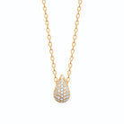 Collier pendentif goutte bombée pavée de zircons en plaqué or