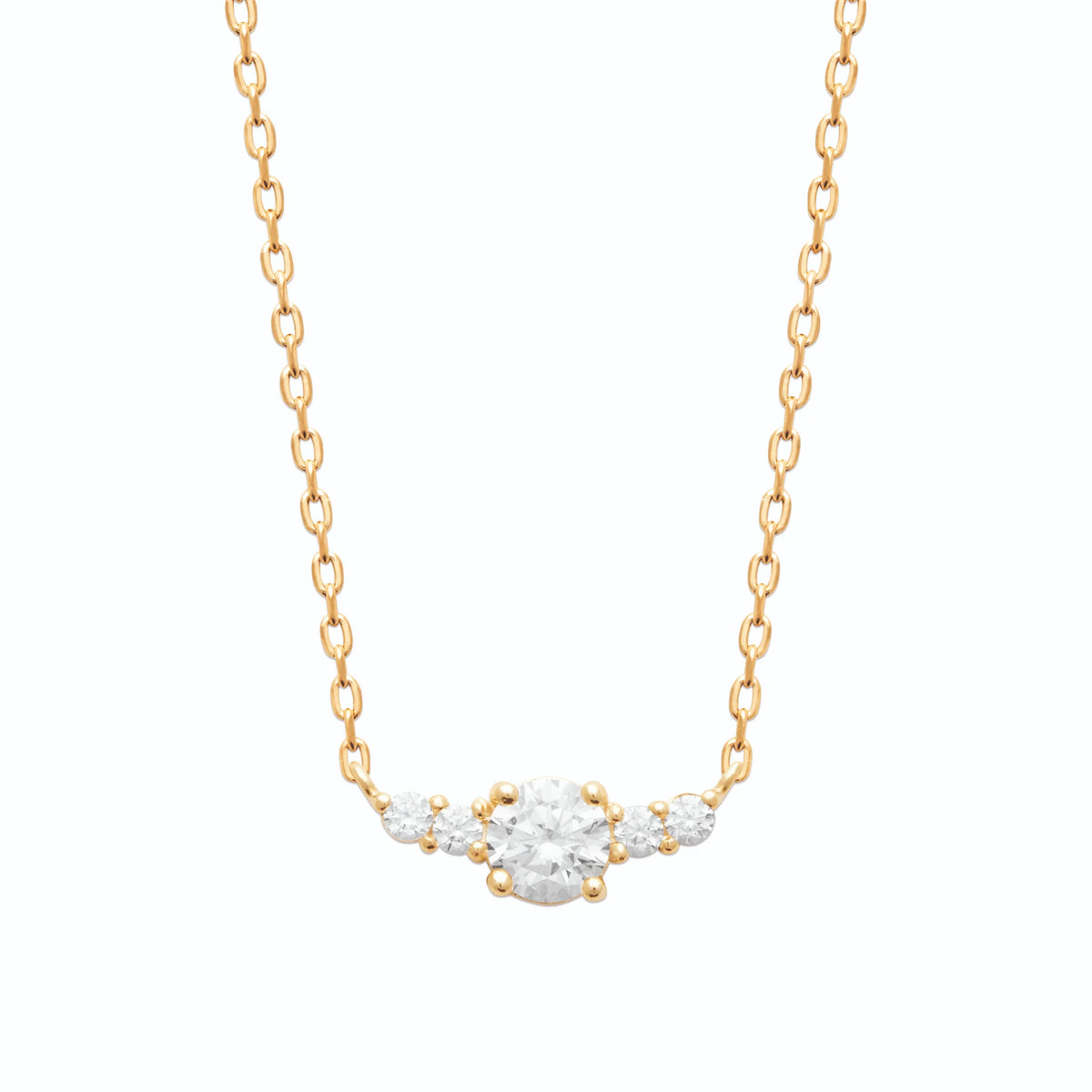 Collier pendentif horizontal de zircons en plaqué or