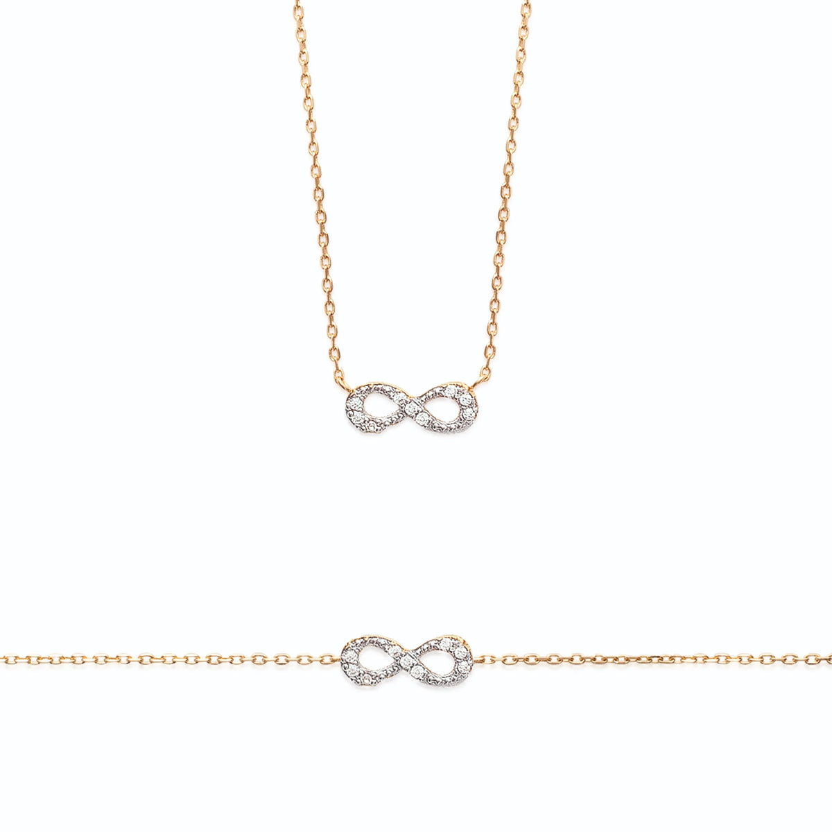 Collier pendentif infini bicolore zircons en plaqué or