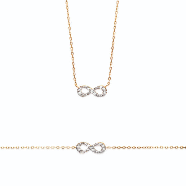 Collier pendentif infini bicolore zircons en plaqué or