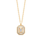 Collier pendentif octogonal à zircon baguette en plaqué or