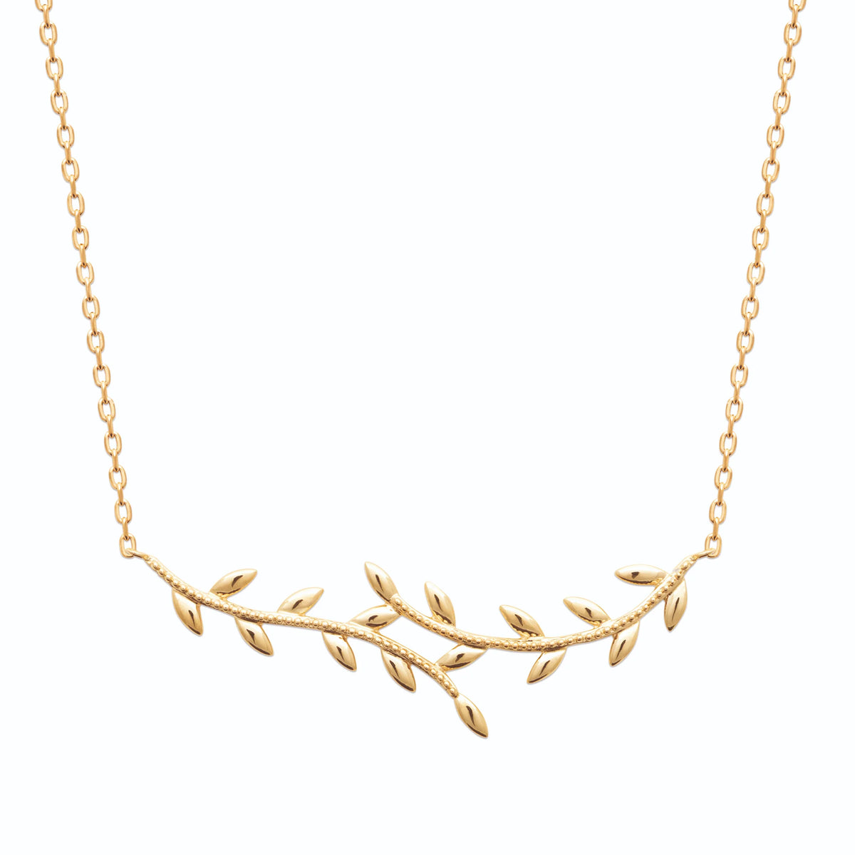 Collier pendentif olivier en plaqué or