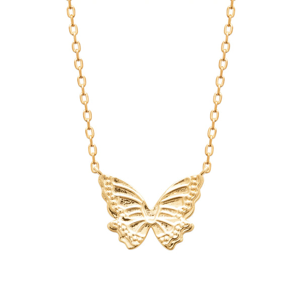 Collier pendentif papillon en plaqué or