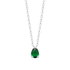 Collier pendentif pierre verte taille poire en argent 925, vue de face