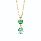 Collier pendentif pierres vertes en chute en plaqué or