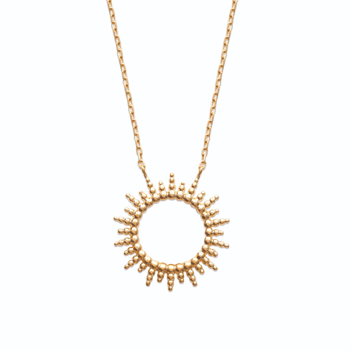 Collier pendentif soleil cercle en plaqué or