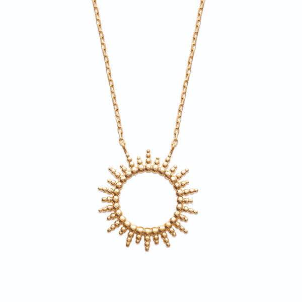 Collier pendentif soleil cercle en plaqué or