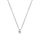 Collier pendentif solitaire zircon quatre griffes en argent 925, petite taille de pierre