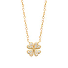 Collier pendentif trèfle zircons en plaqué or