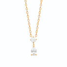Collier pendentif zircon blanc allongé en goutte en plaqué or