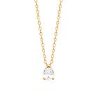 Collier pendentif zircon blanc taille poire en plaqué or