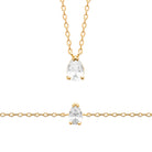 Collier pendentif zircon blanc taille poire en plaqué or
