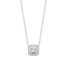 Collier pendentif zircon dans un halo carré en argent 925, vue de face