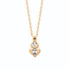 Collier pendentif double zircon poire et navette en plaqué or