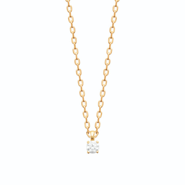 Collier pendentif zircon rectangulaire en plaqué or
