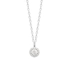 Collier pendentif zircon rond et halo de zircons en argent 925, vue de face