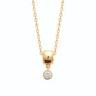 Collier perle tonneau et zircon en pampille en plaqué or