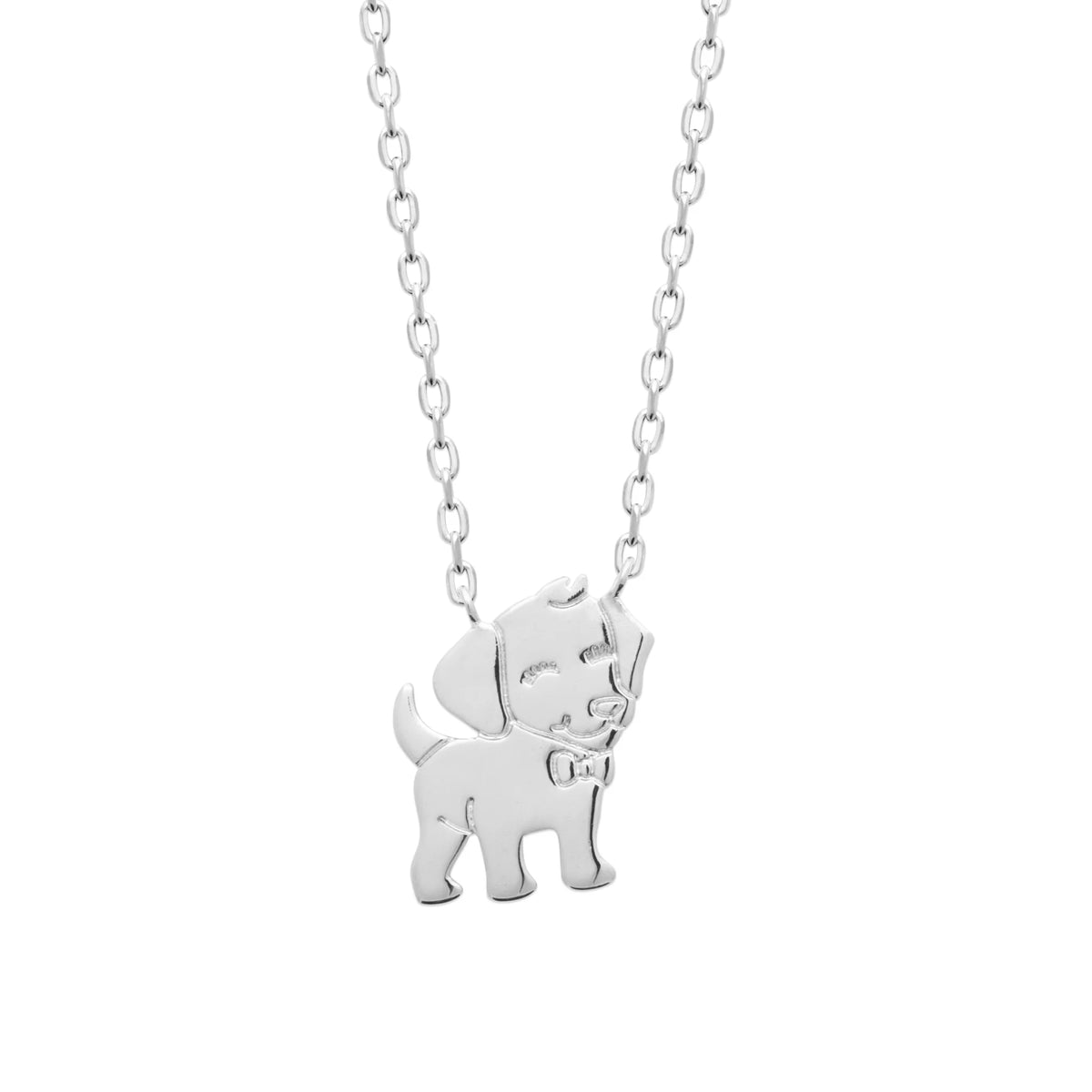 Collier petit chien enfant en argent 925 rhodié, 37 cm