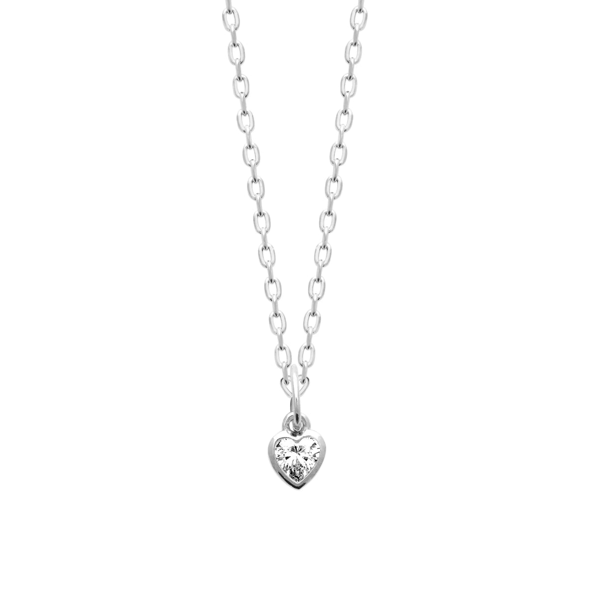 Collier petit cœur et zircon taille cœur en argent 925