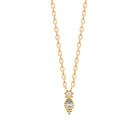 Collier petit losange perlé et double zircon en plaqué or