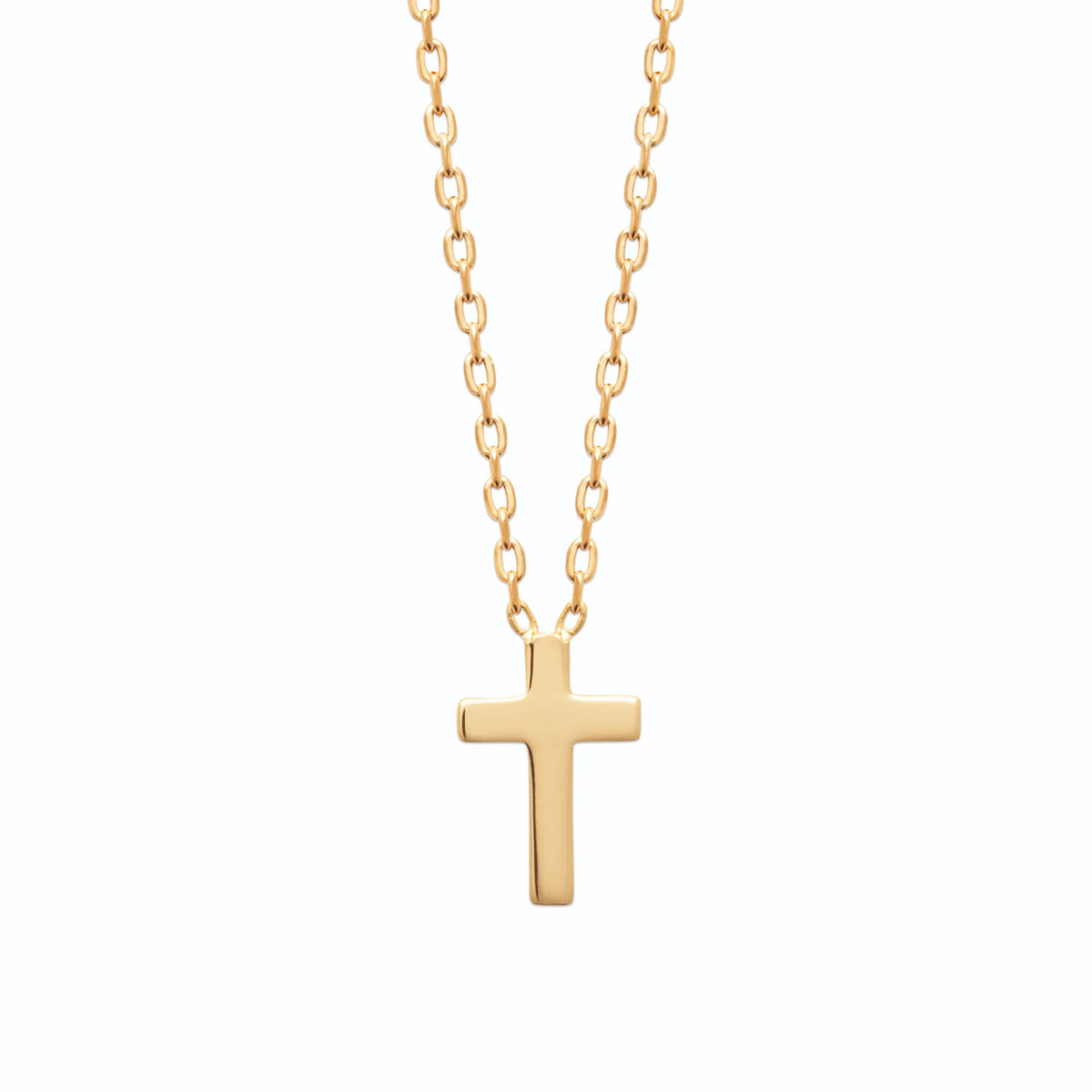 Collier petite croix lisse au poli miroir en plaqué or