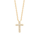 Collier petite croix pavée de zircons en plaqué or
