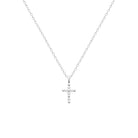 Collier petite croix de perles de métal et zircons en argent 925