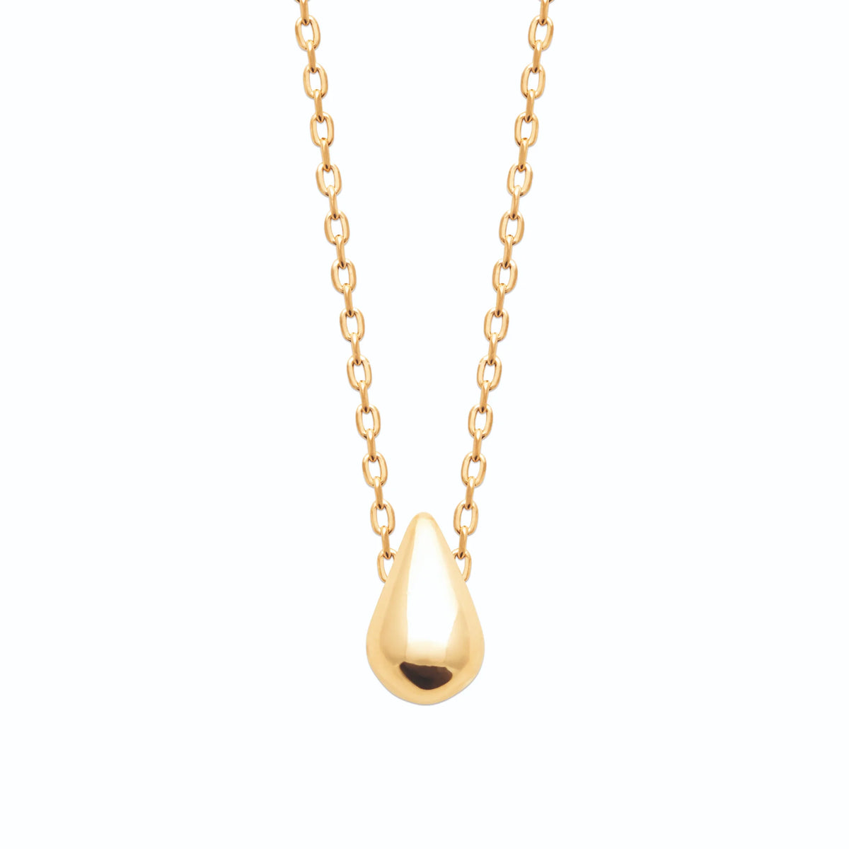 Collier petite goutte bombée lisse et polie en plaqué or