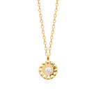 Collier petite médaille martelée à zircon central en plaqué or