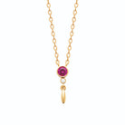 Collier pierre framboise et pampille navette en plaqué or