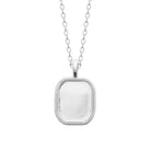 Collier plaque rectangulaire bombée et millegrain en argent 925