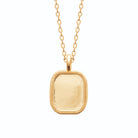 Collier plaque rectangulaire bombée et millegrain en plaqué or