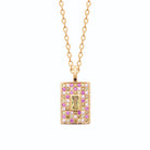 Collier plaque rectangulaire pavée de pierres pastel en plaqué or
