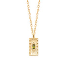 Collier plaquette rayonnée et pierre baguette vert olive en plaqué or