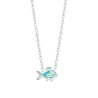 Collier poisson bleu enfant en argent 925 rhodié, 37 cm