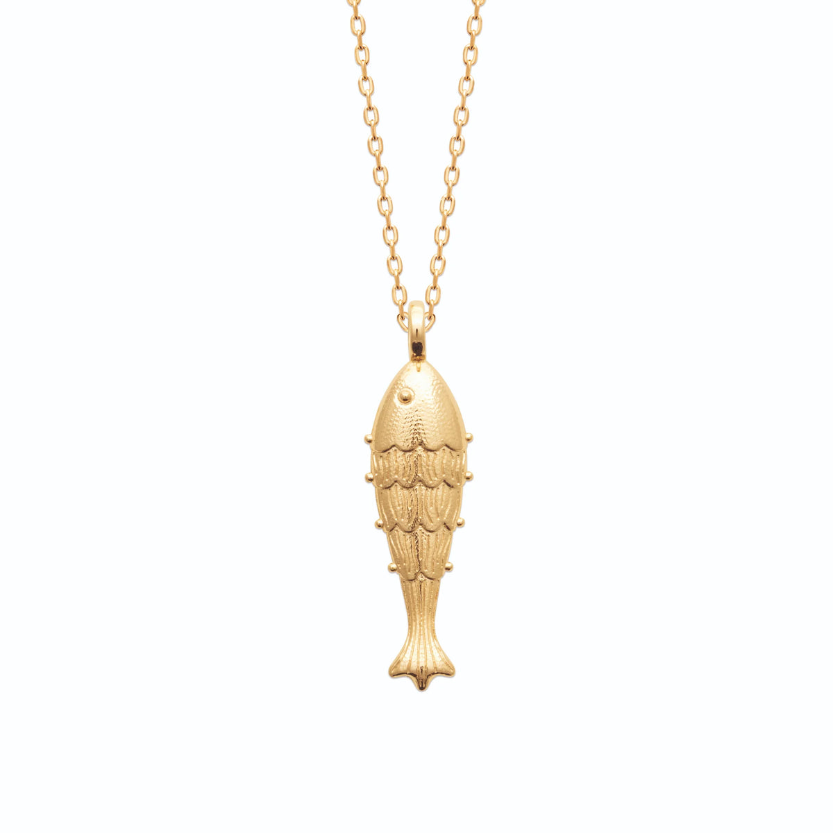 Collier poisson aux écailles ciselées en plaqué or