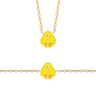 Collier poussin jaune enfant en plaqué or, 37 cm