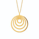 Collier pendentif quatre cercles concentriques en acier doré