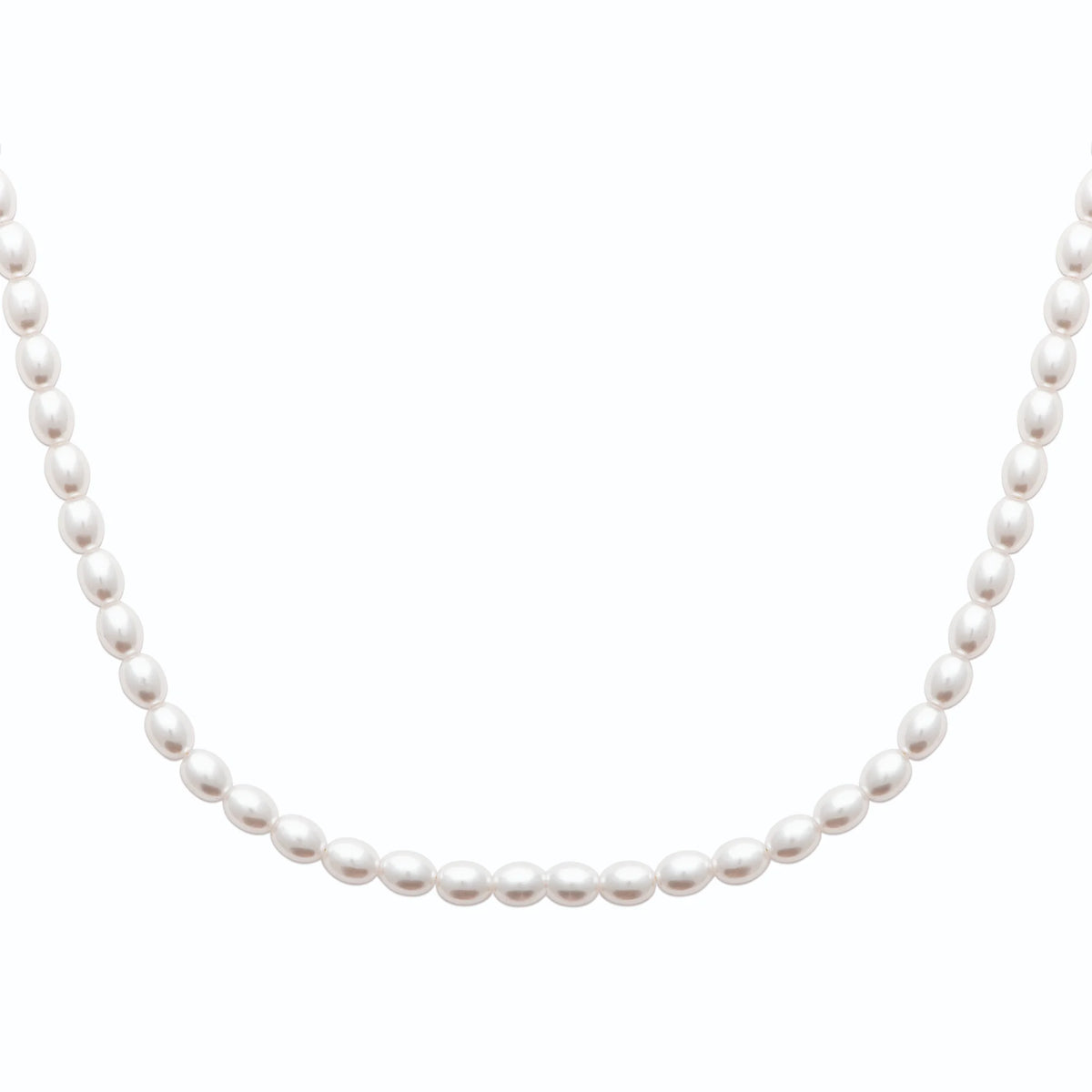 Collier rang de perles d’imitation grain de riz en acier doré