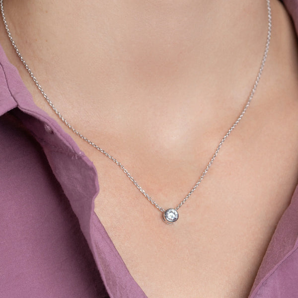 Collier ras de cou zircon serti clos en argent 925, autre vue