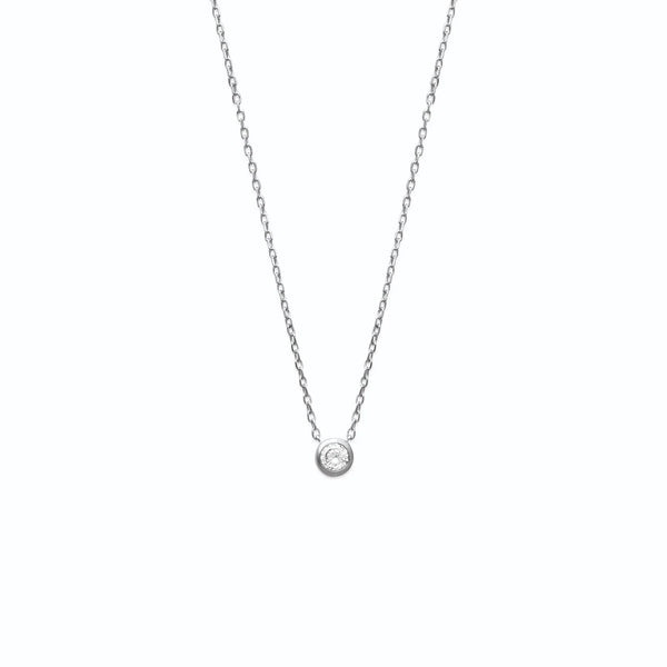 Collier ras de cou zircon serti clos en argent 925, vue de face