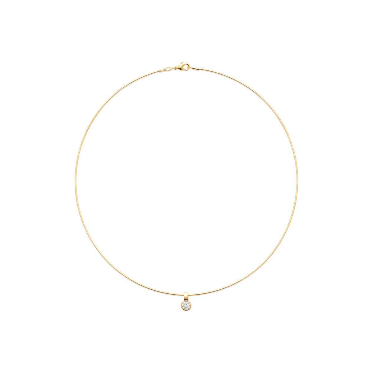 Collier ras du cou zircon rond en serti clos en plaqué or